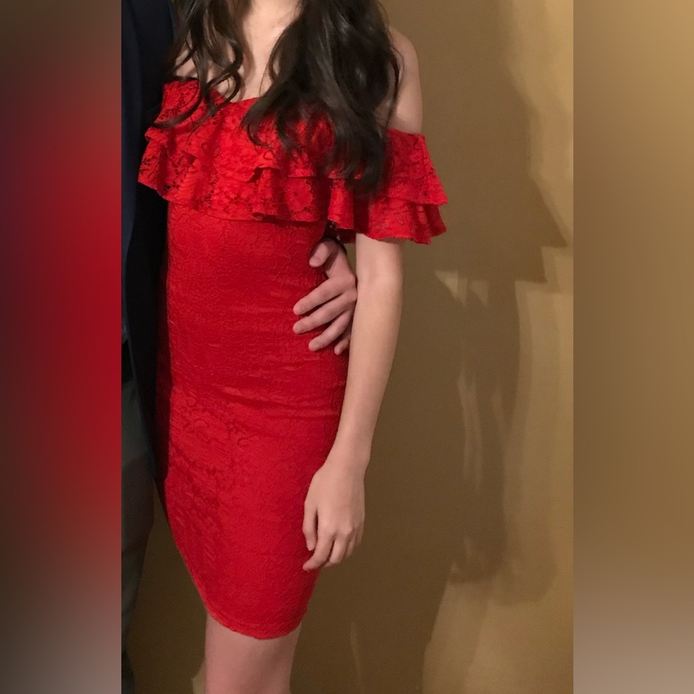 Red Off the Shoulder Mini Dress